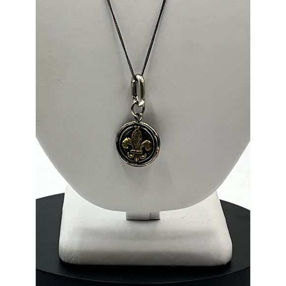WAXING POETIC WP Sterling Silver Fleur De Lis Wax Sealed Pendant Necklace 16". - Picture 12 of 13